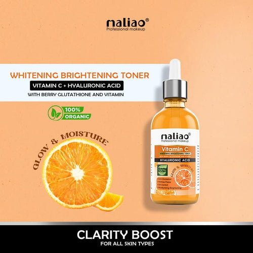 Maliao Vitamin C Whitening Brightening Toner with Berry Glutathione & Hyaluronic Acid – Anti-Oxidation, Pore Refining, All Skin Types, 30ml
