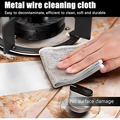Metal Wire Dish Washing Cloth, No-Scratch & Hygienic, Easy to Rinse