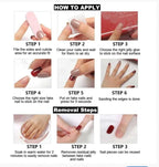 Multicolor 12 Pcs Stylish Artificial Nails Set For Fashionable Look And Easy Application (Random Design)