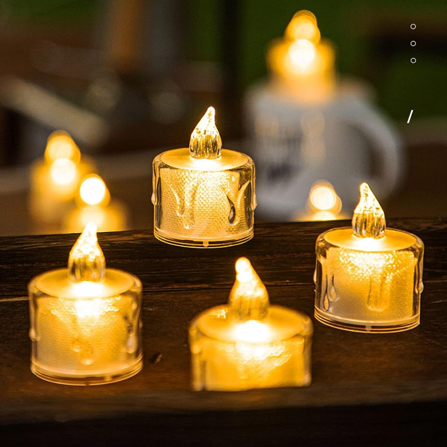 Flickering LED Flameless Tea Lights – Realistic Decorative Candles