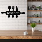 Stylish Kitchen Wall Decor Sign, Modern Utensil Design Wall Art for Dining & Cooking Space