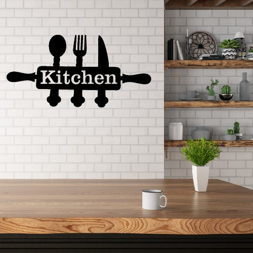 Stylish Kitchen Wall Decor Sign, Modern Utensil Design Wall Art for Dining & Cooking Space