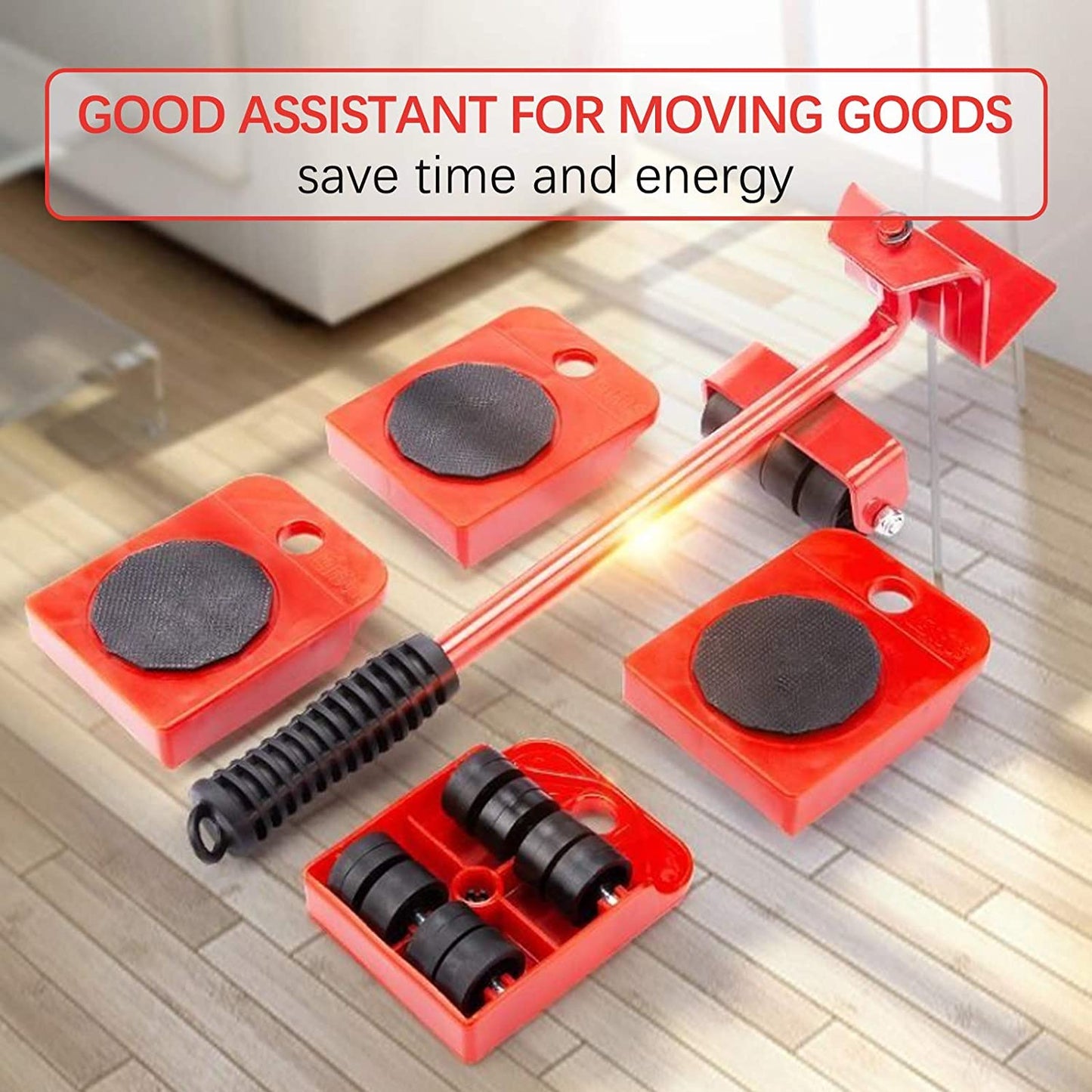 Heavy Duty Furniture Mover Tool Set, Lever Lifter & 360° Roller Sliders