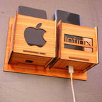 Wall Mounted Wooden Mobile Charging Holder for Home & Office