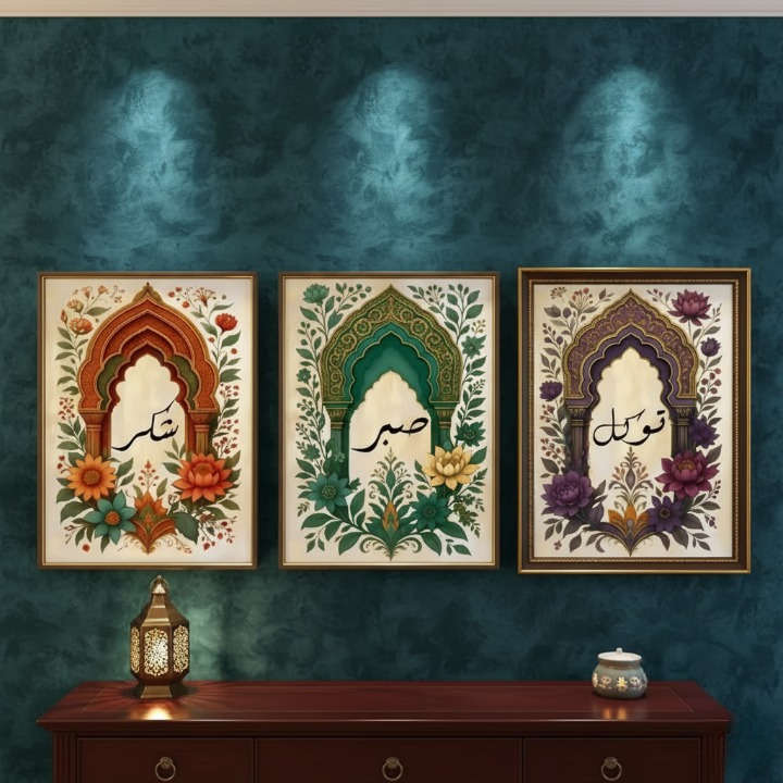 Tawakkul, Sabar, Shukar Wooden Sticky Wall Art