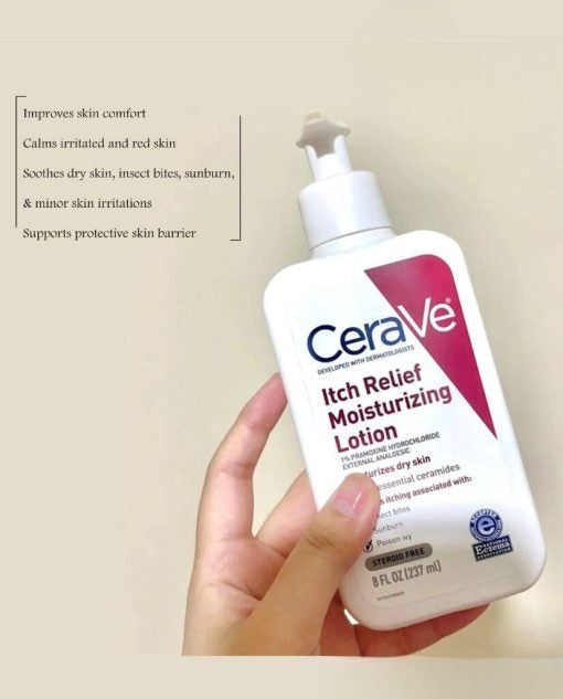 CeraVe Itch Relief Moisturizing Lotion | Fast-Acting Relief for Dry, Itchy Skin | With Ceramides, Niacinamide & Hyaluronic Acid | 237ml