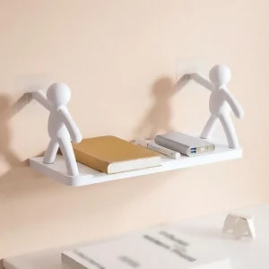 Multifunctional Self Adhesive Creative Character Shelves Bathroom Wall Mounted Shelf | Storage Rack for Bathroom, Kitchen & Room – 1 Pc (White)