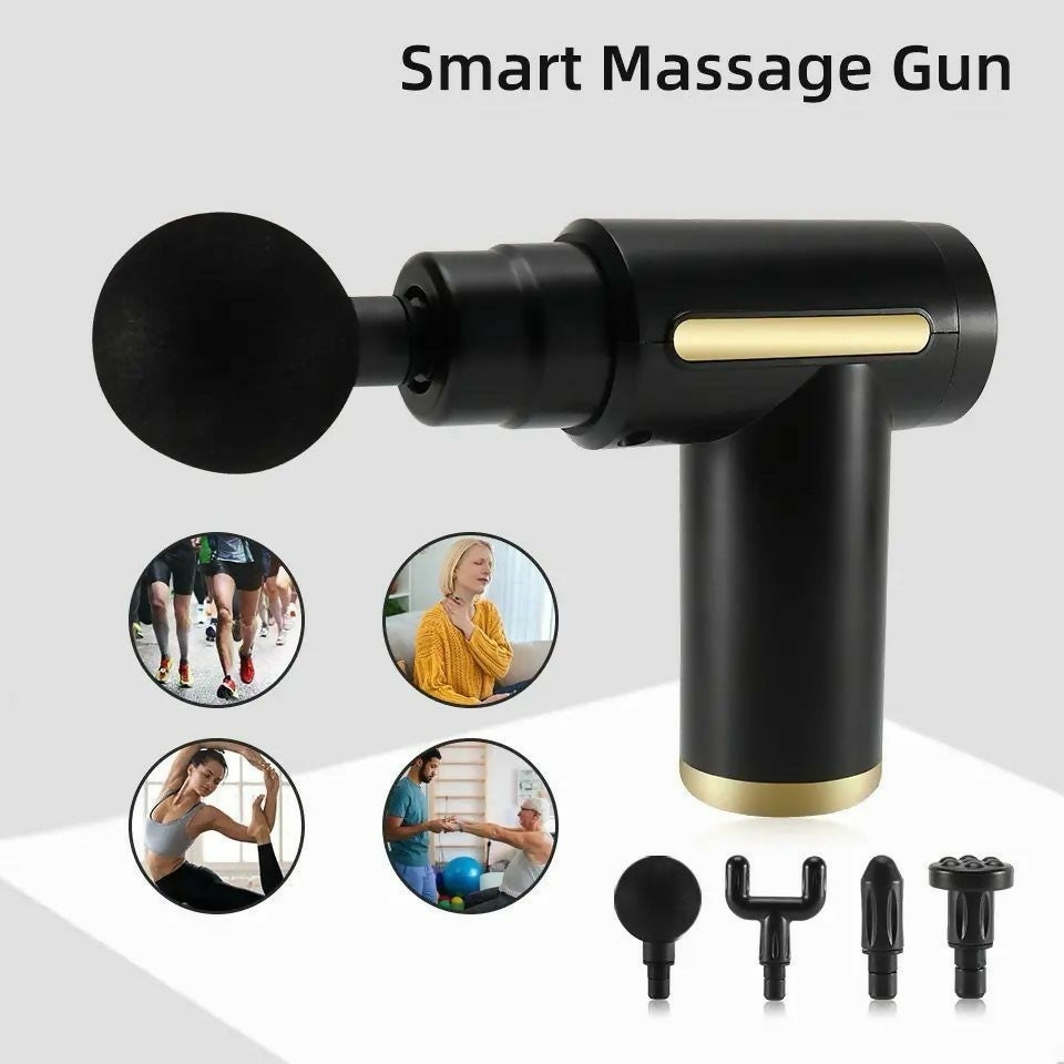 4-in-1 Deep Tissue Massage Gun, Adjustable Speed & Interchangeable Heads