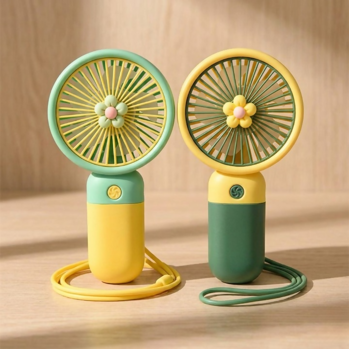 3 speed Rechargeable Hand Fan-mini Handy fan for kids with stand ( Random color)