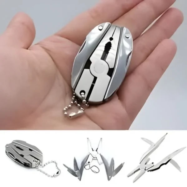 Stainless Steel Outdoor Portable Multitool Plier Knife | Mini Keychain Multi Tool with Screwdriver & Pouch | Camping, Hiking & Everyday Use