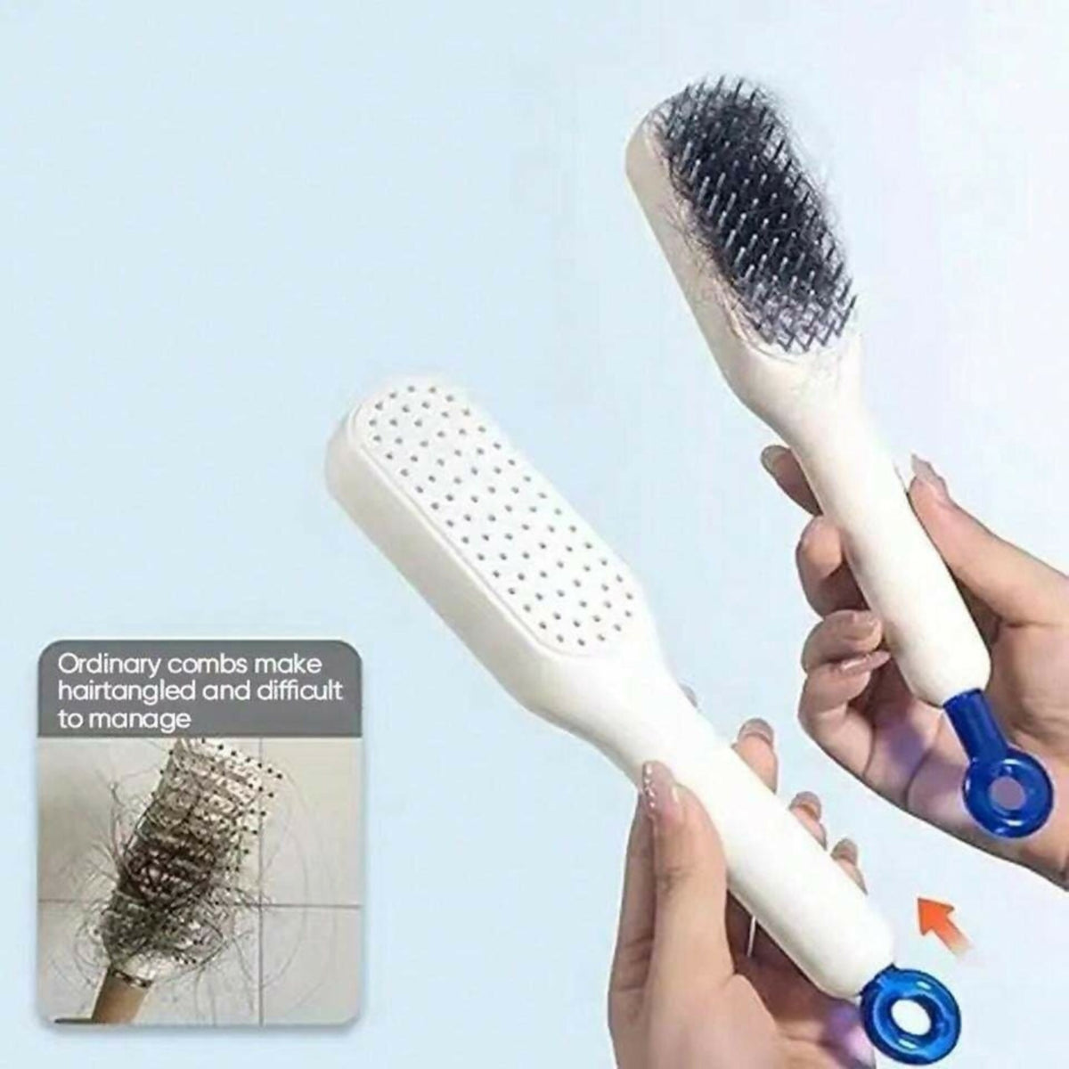 Self cleaning hair comb