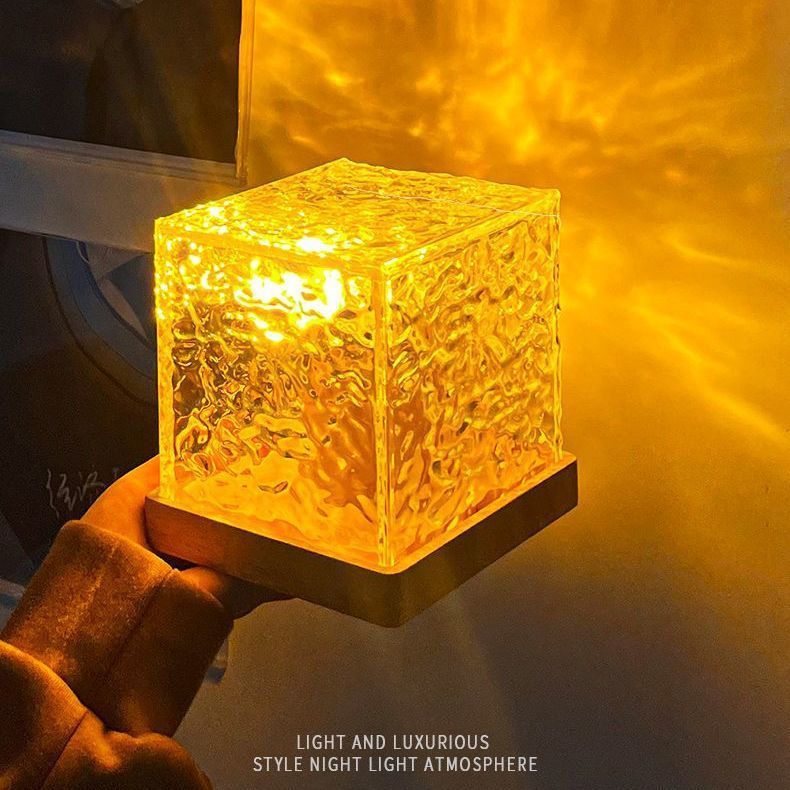 Lamp, Dynamic Water Ripple, 3 Color LED Crystal Table Light