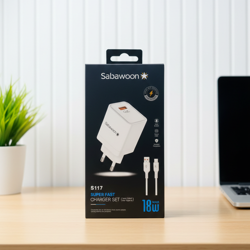 Sabawoon S117 18W Fast Charging Charger with Type-C Cable