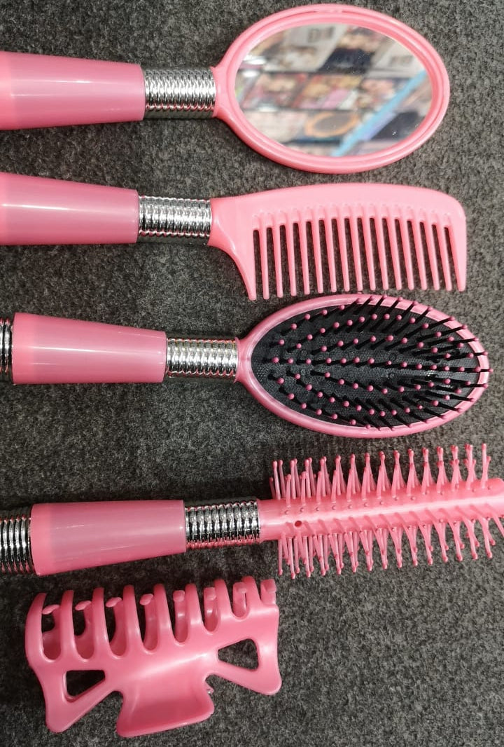 Pink 4 Piece Hair Brush Set Providing Premium Quality With Fashionable Design Comfortable Grip