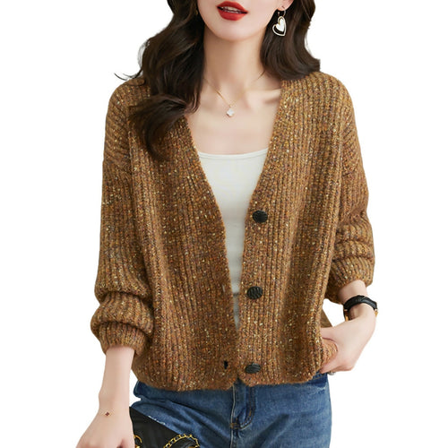 Jacket, Colorful Spotted Yarn Knitted, loose & casual, women’s winter wear