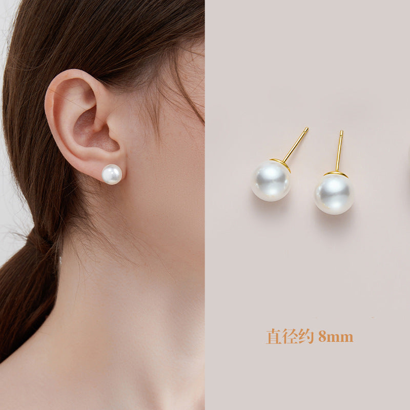 PJT-177 Simple Pearl Earrings – 10mm Classic Elegant Studs