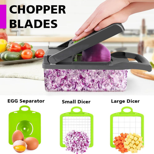 16-In-1 Multifunctional Vegetable Cutter And Slicer With Interchangeable Blades