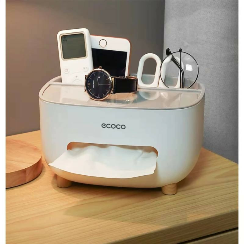 Ecoco Tissue Box With Multifunctional Storage Drawer Creative Desk Organizer For Kitchen Living Room And Office
