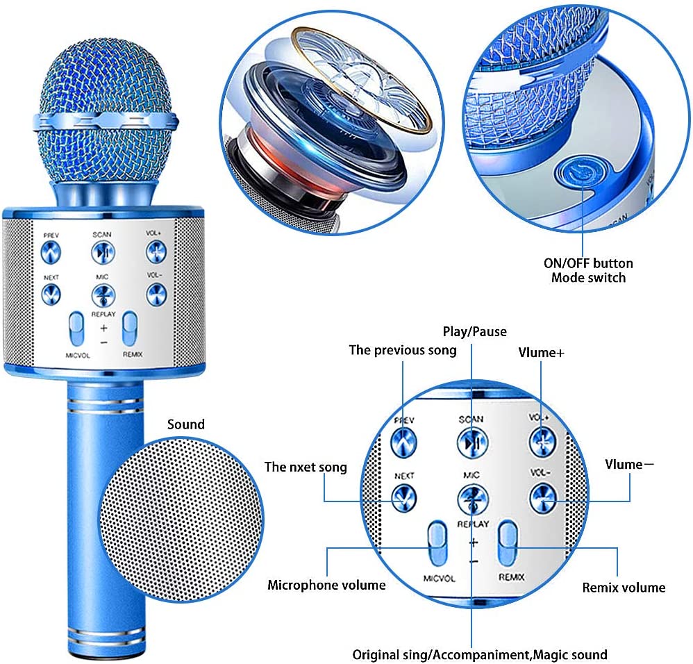 Microphone, Wireless Bluetooth Karaoke, WS-858 with Speaker