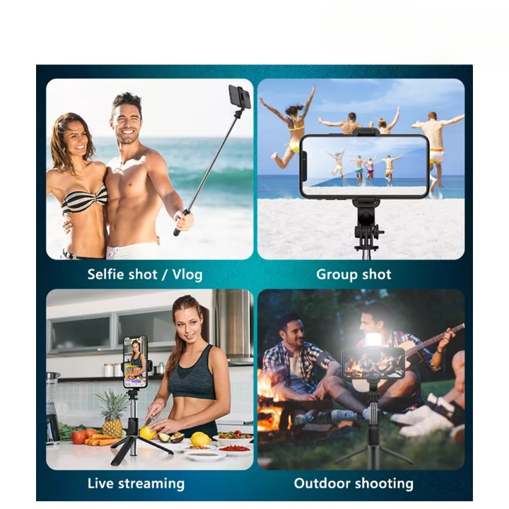Selfie Stick,LED Light Wireless Bluetooth Foldable Mini Tripod