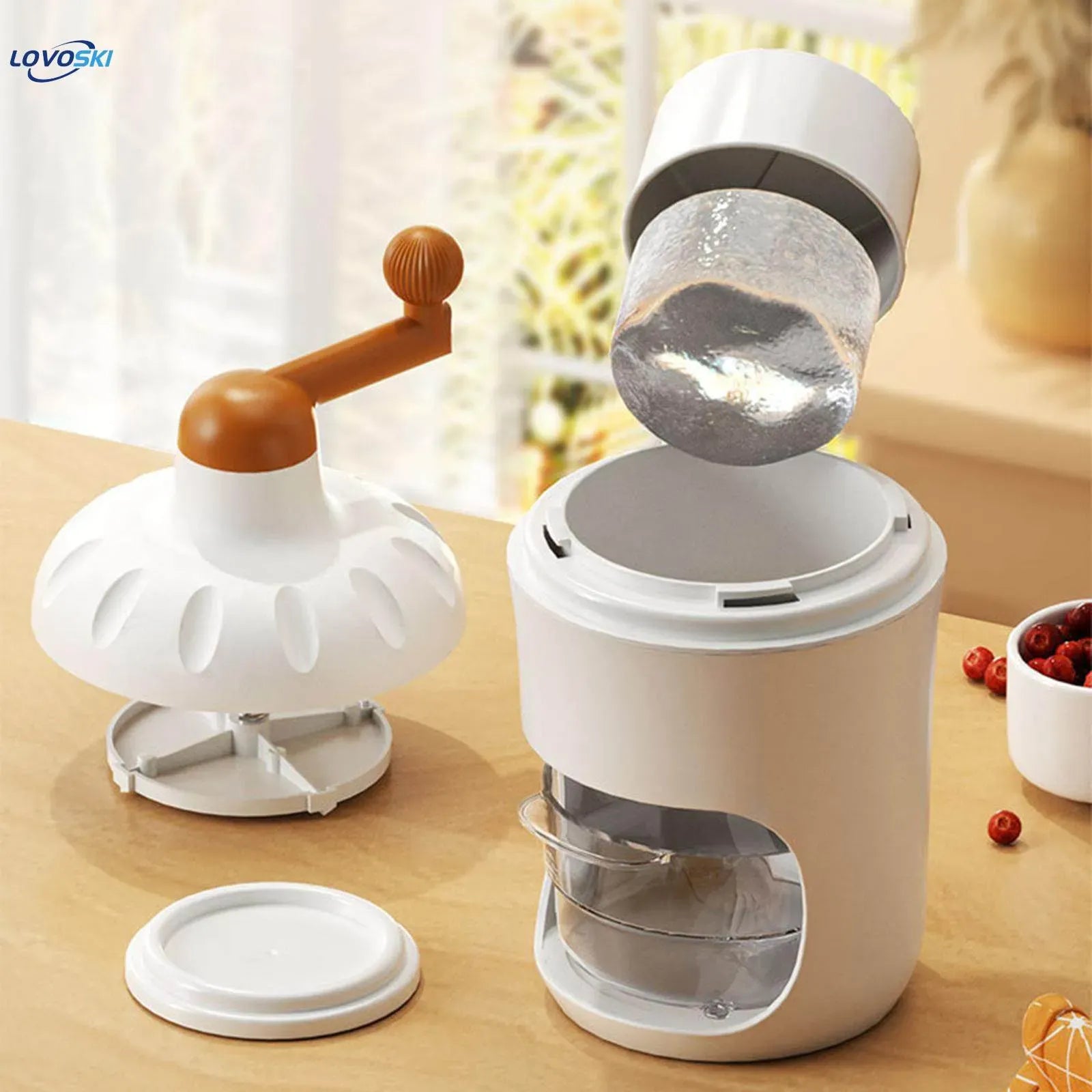 Manual Ice Shaver, Portable Hand-Crank Snow Cone & Slush Maker