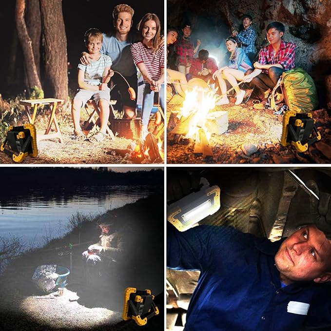 Light, Rechargeable LED Work COB Portable Lamp with Power Bank
