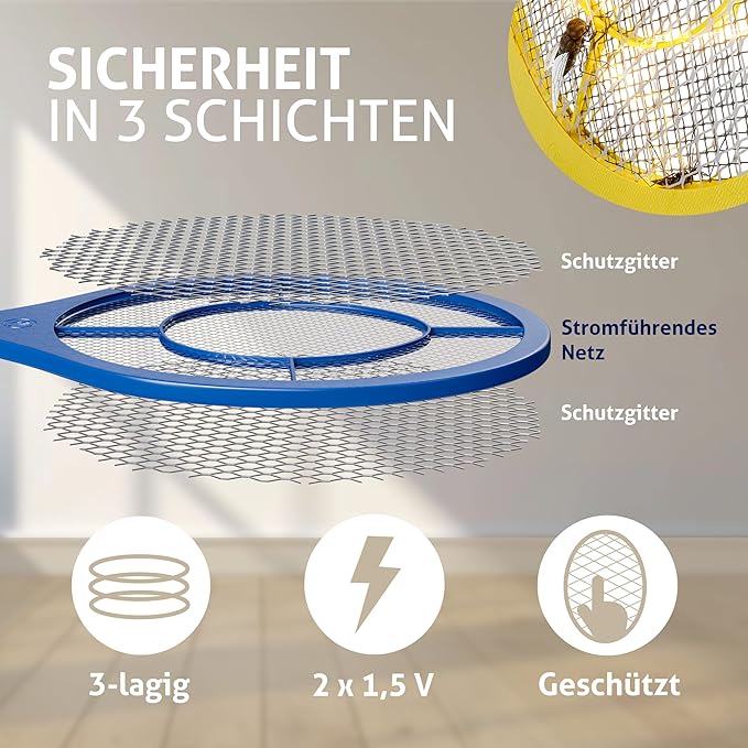 Electric Mosquito Killer Racket, with 3 Layer Net and Night Light
