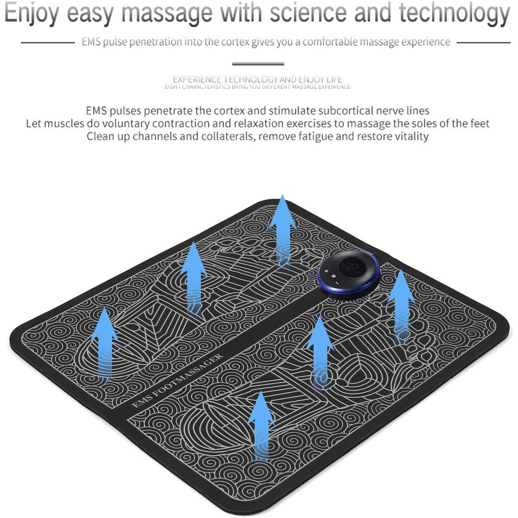 Smart EMS Bioelectric Foot Massager Mat - Portable Pulse Muscle Stimulator for Pain Relief, Circulation Boost & Acupoint Massage Therapy