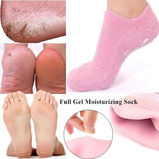 1 Pair Reusable Silicone Spa Gel Socks For Dry Feet And Cracked Heel Treatment – Moisturizing Hydrating Softening And Skin Smoothing Overnight Foot Care (Random Color)