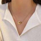 QCT-175 Roman Circle Stainless Steel Necklace