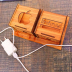 Wall Mounted Wooden Mobile Charging Holder for Home & Office