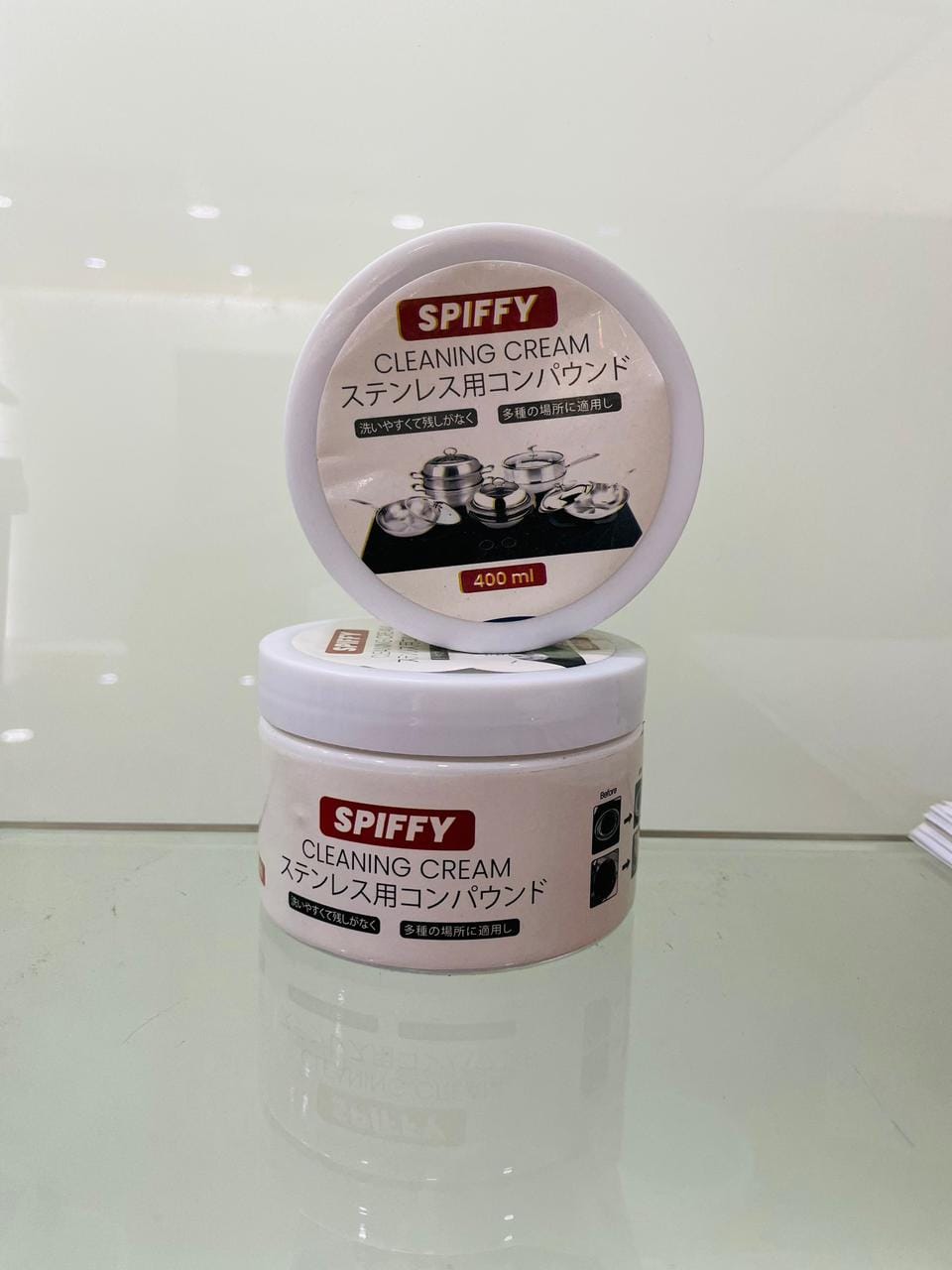 Spiffy Stainless Steel Cookware Cleaning Cream, 400ml Grease & Burn Mark Remover