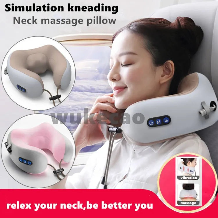 Electric U Shaped Neck Pillow Massager USB Rechargeable Travel Pillow