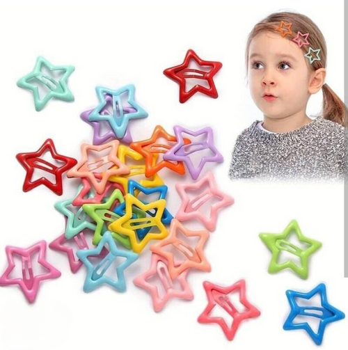 Star Shape Multicolor Hair Clips Set for Kids Daily Wear