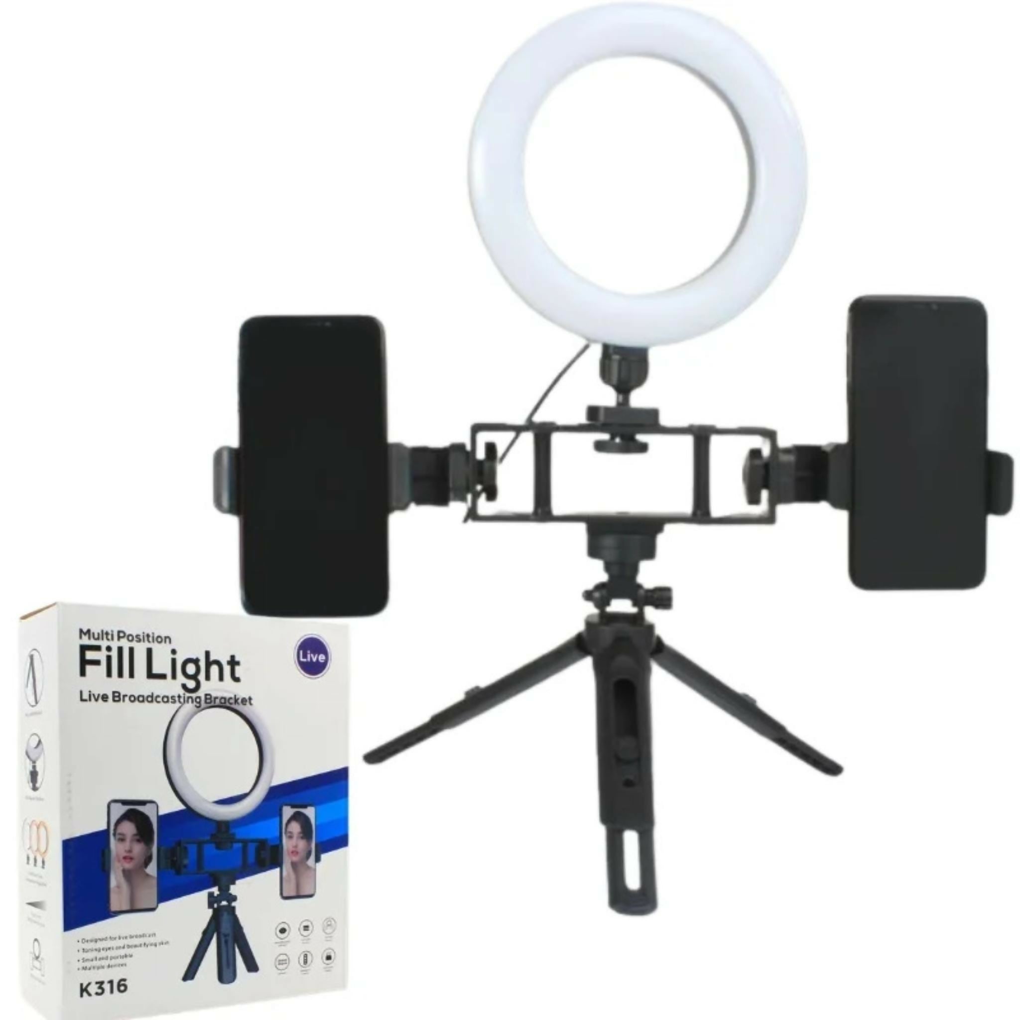 6-Inch Multi-Position Fill Light | Selfie Ring Light with Tripod Stand & Phone Holder | 3 Color Modes | USB Powered | Multicolor