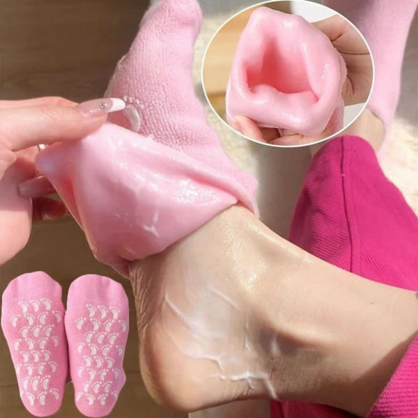 1 Pair Reusable Silicone Spa Gel Socks For Dry Feet And Cracked Heel Treatment