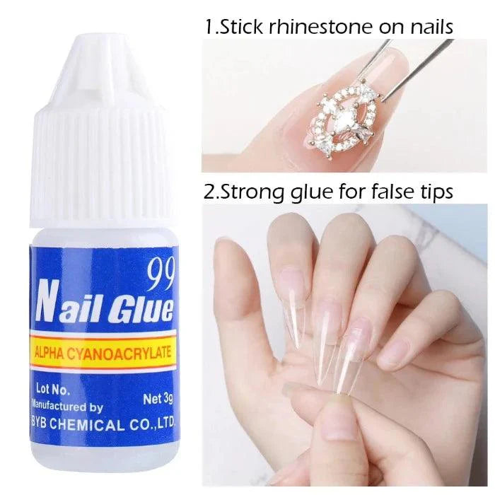 Strong Nail Glue, Nail Art, Decorations Artificial Nails - Pack of 5