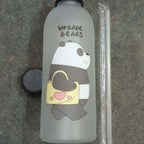 We Bear Panda Water Bottle 1000ml With Two Caps And Straw Durable Design For Daily Hydration And Easy Use (Random Design)