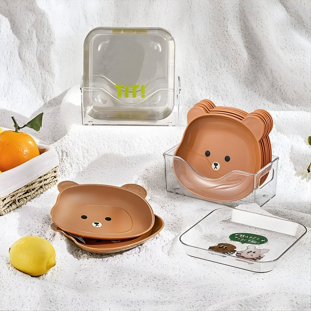 8 Plates With Stand Bear Design Stylish Organized Dining Set