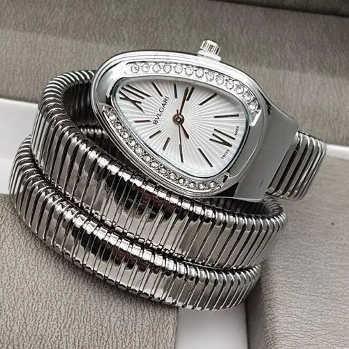 Triple-Wrap Snake Watch, Diamond-Set Luxury Statement Timepiece