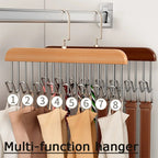 8 Hooks Multi-Function Wooden Hanger – Organizer for Caps, Belts & Accessories