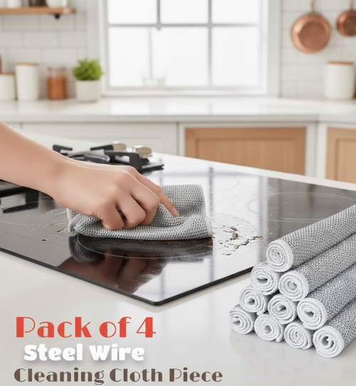Pack of 4 Kitchen Steel Mesh Wire DishWasher Cleaning Cloth