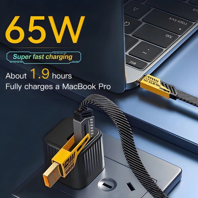 4 In 1 Data Cable With USB-C And Lightning Connectors Braided Design