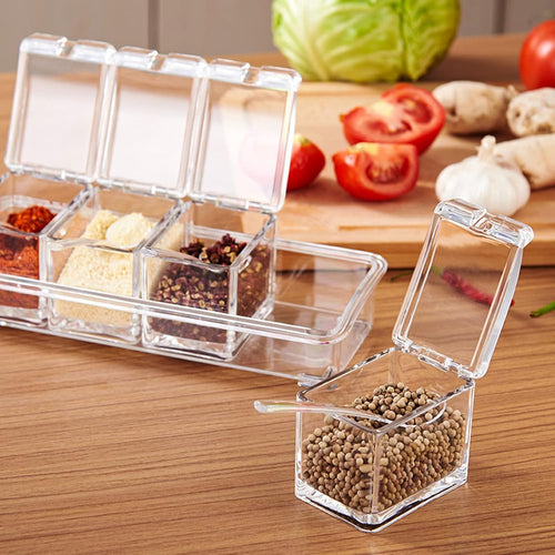 Transparent 4 Section Spice Storage Container Set