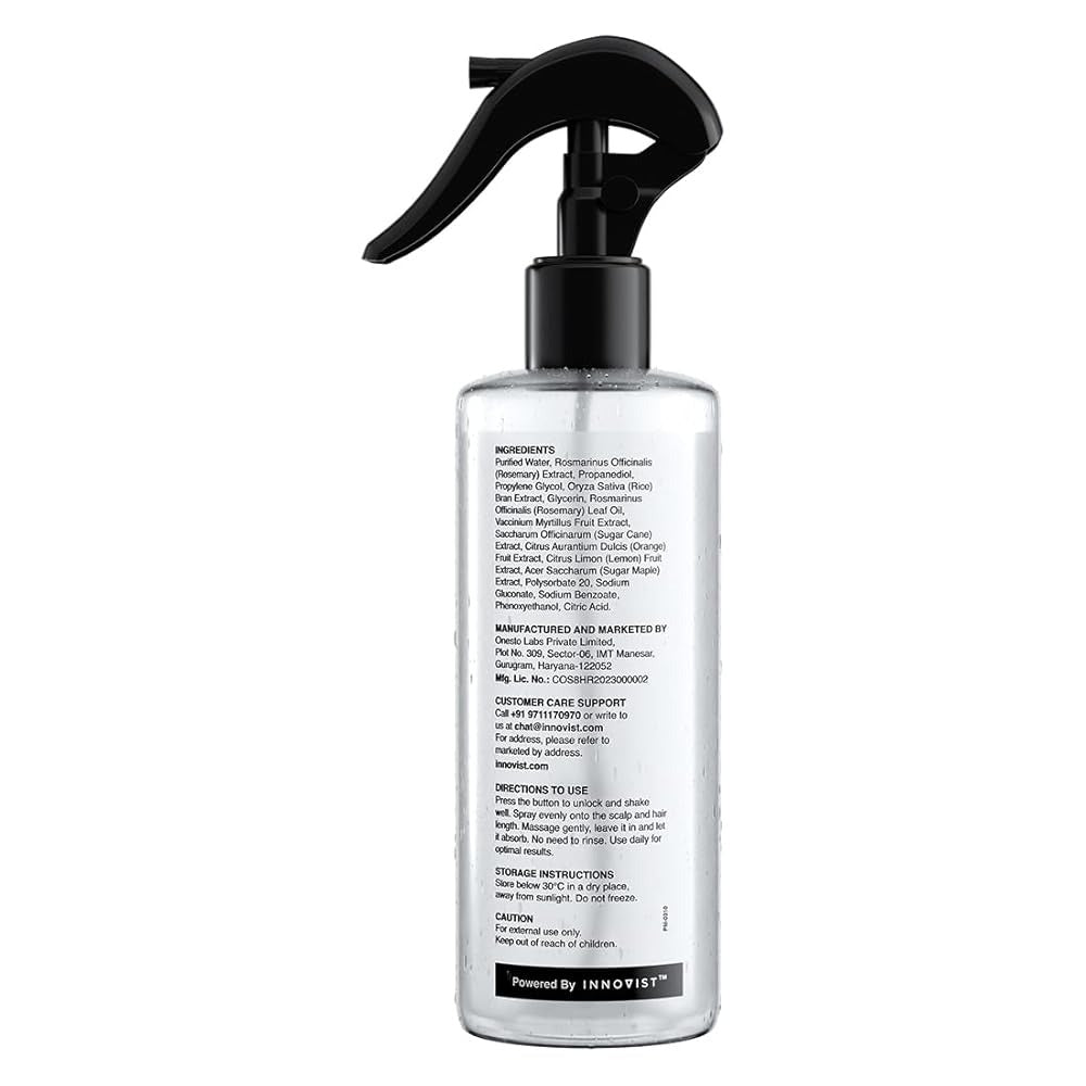 Bare Anatomy Rosemary & Rice Water Hair Growth Spray - 200ml | Boosts Thickness & Strength | Water-Based, Alcohol & Sulphate Free Formula