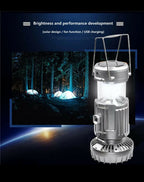6 in 1 portable outdoor LED camping lantern with fan solar charge rechargeable light energy saving tent lamp flashlight