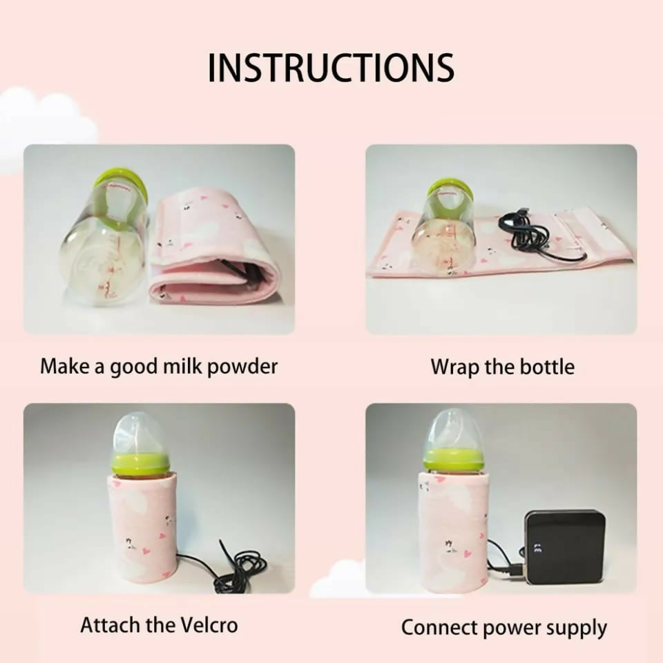 Portable USB Feeder Warmer Pouch | 42°C Constant Heating | Easy‑to‑Carry | Random Design