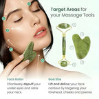 Jade Face Roller with Gua Sha Stone, Skin Firming & Jawline Sculpting Tool