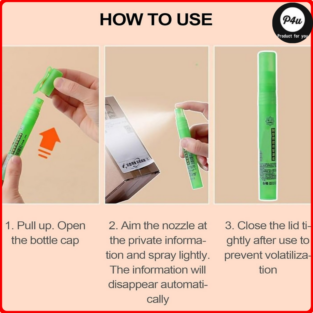 Thermal Sensitive Paper Correction Spray,Quick-Drying Fluid Privacy Information Liquid