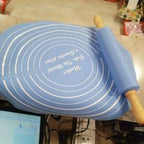 Silicone Dough Mat With Rolling Pin Set | Extra Thick Non-Slip Baking Mat For Pizza & Bread | Random Color